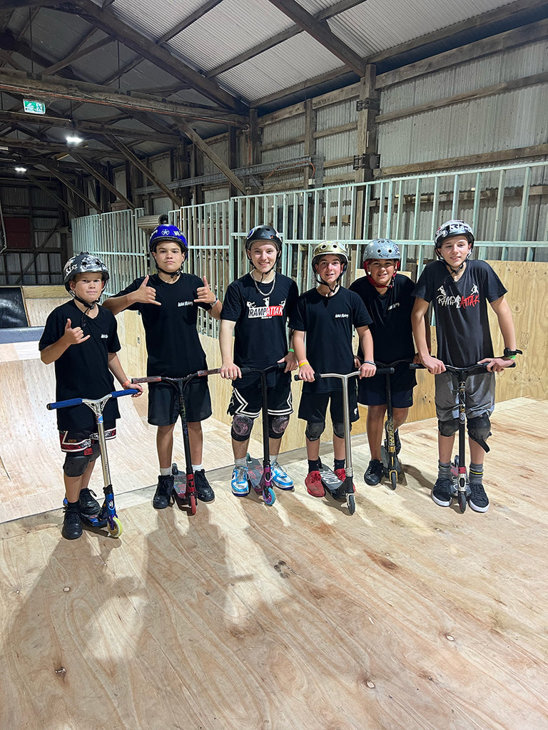 scooter riders at Ramp Attak indoor skate park