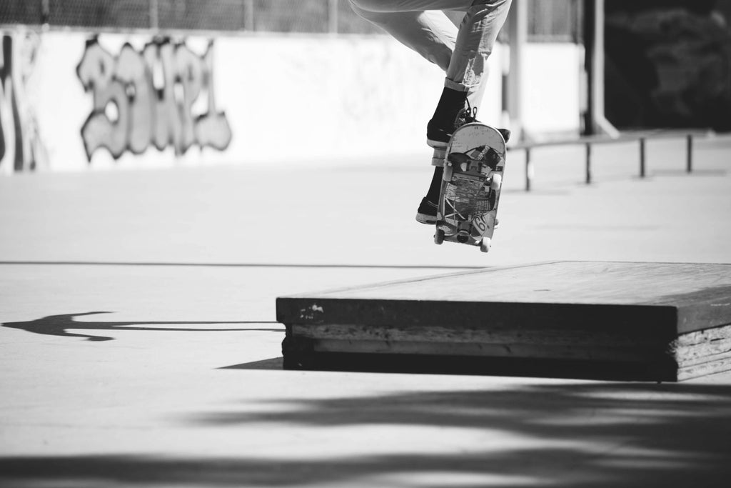 skateboarding at a skatepark